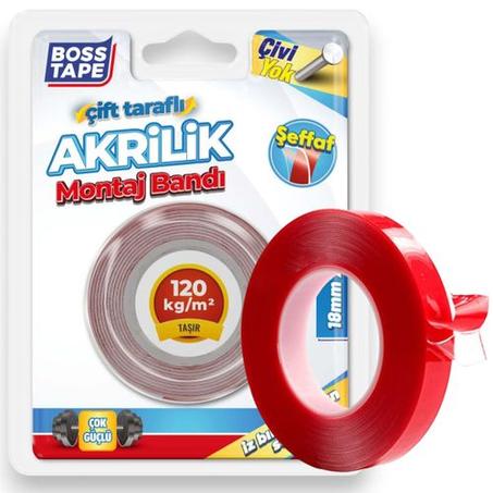 Ruban de montage transparent silicone double face en acrylique 18mmx2mt