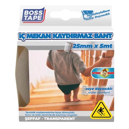 Ruban autocollant antidérapant pour escaliers et sols TRANSPARENT 25mmx5mt