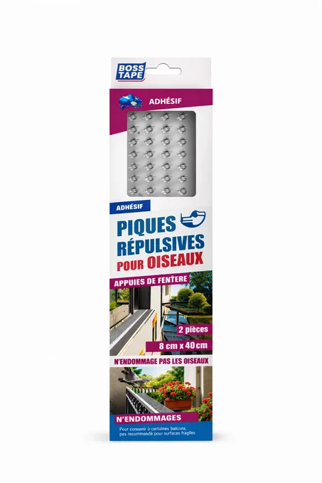 Barrière Anti-Oiseaux BOSS TAPE PVC Transparent 10cm x 50cm (Lot 2 Pièces) - Protection Balcons