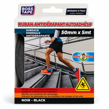 Ruban Anti-Dérapant BOSS TAPE Noir 50mmx5m – Escaliers Sécurité