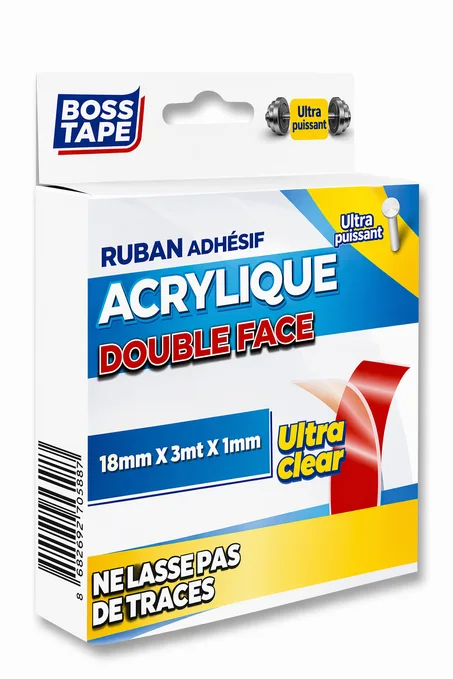 Double Face Acrylique BOSS TAPE 120kg 18mmx3m – Ultra-Puissant
