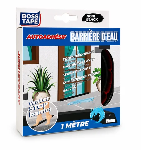Barrière Douche BOSS TAPE Noir 1m – Barrage Eau Seuil
