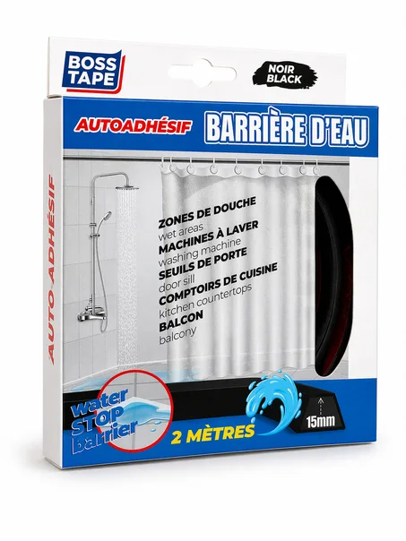 Barrière Douche BOSS TAPE Noir 2m – Barrage Eau Seuil