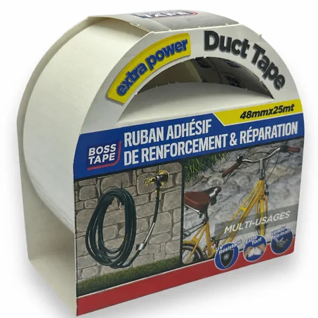 Ruban Réparation BOSS TAPE Blanc 48mm x 25m – Étanche Multiusage