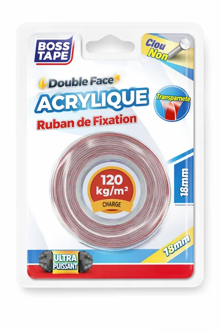 Double Face Acrylique BOSS TAPE 120kg 18mmx2m – Ultra-Puissant