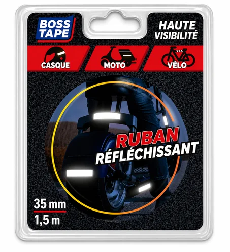 Bande Réfléchissante BOSS TAPE Rouge 35mm – Sécurité Nuit