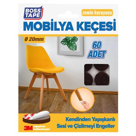 Feutre Adhésif de Table et chaise marron Cercle 60 pièces, 20mm