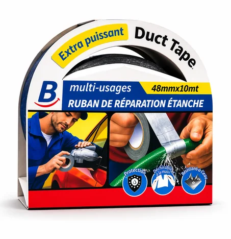 Duct Tape Gaffeur Gris BOSS TAPE 48mm x 10m - Toile Américaine Ultra-Résistante