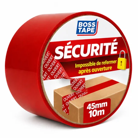 Ruban Sécurité BOSS TAPE OPEN VOID Rouge 45mmx10m – Inviolable