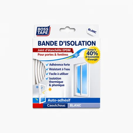 Joint Étanchéité BOSS TAPE Type D Blanc 9mm – Isolation Thermique