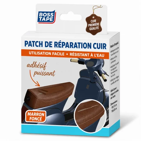 Patch Cuir Auto-Adhésif BOSS TAPE Marron 100mm x 1,5m - Réparation