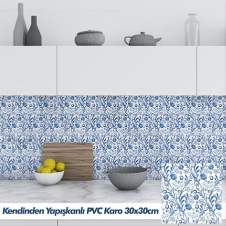 Carreau PVC 4 Pièces Traditionnel Bleu