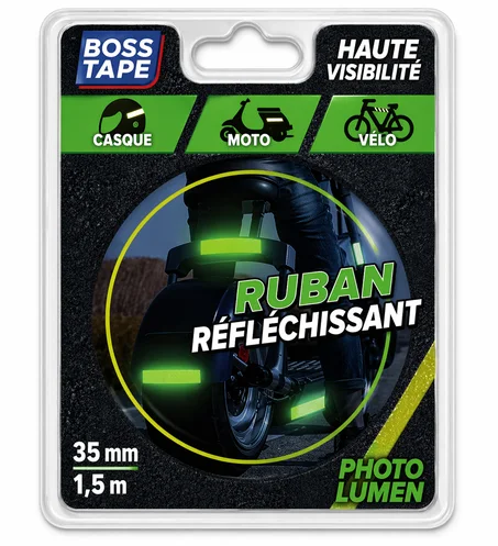 Bande Réfléchissante BOSS TAPE Vert Fluo 35mm – Haute Visibilité