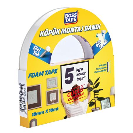 Ruban de montage en mousse acrylique  double face, BLANC ,5 kg, 18 mm x 10 mt