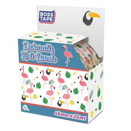 Ruban d'emballage décoratif à motifs Flamants roses   45mmx25m