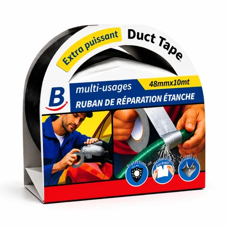 Duct Tape Gaffeur Noir BOSS TAPE 48mm x 10m - Toile Américaine Ultra-Résistante