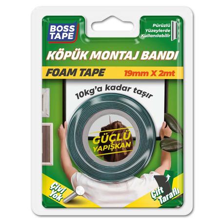 Ruban de montage en mousse acrylique  double face, NOIR, 10 kg, 19mm x 2 mt