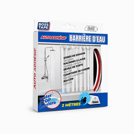 Barrière Eau BOSS TAPE Blanche 30mm x 2m - Barrage Seuil Douche Étanchéité