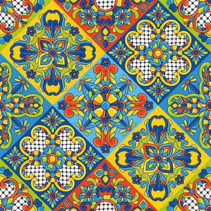 Carreau PVC Autocollant BOSS TAPE Mexicain 30cm x 30cm 4 Pièces - Art Mexicain
