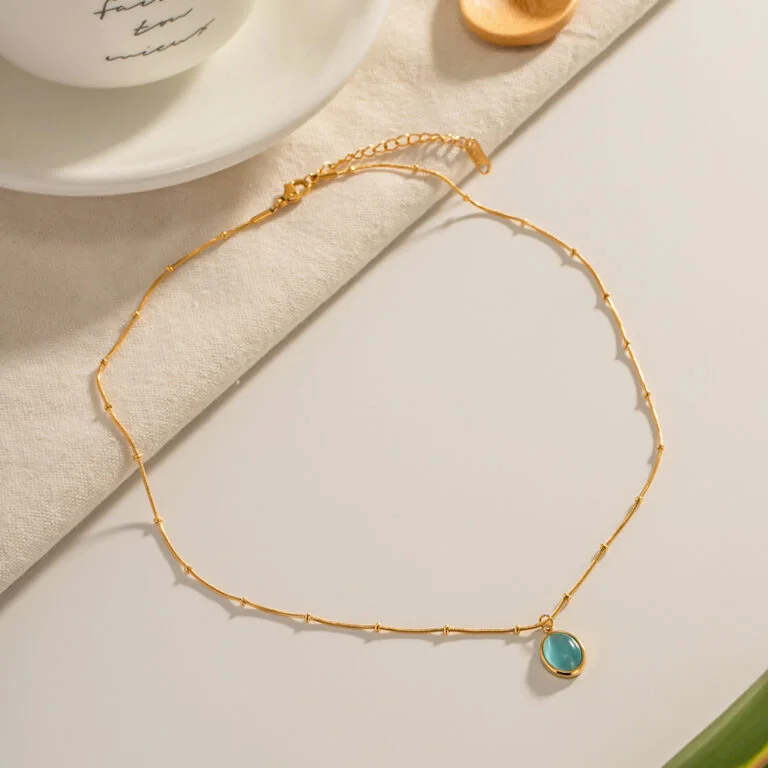 Fashion Collier pour femme-motif bleue-03-
