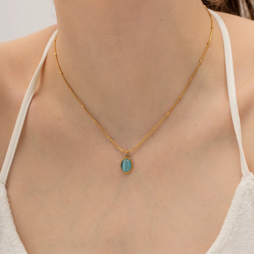 Fashion Collier pour femme-motif bleue-03-