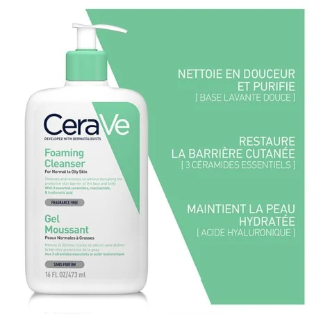 CeraVe Gel Moussant Peaux Normales à Grasses