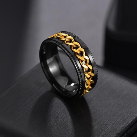 bague pour homme de bon qualité noire gold style