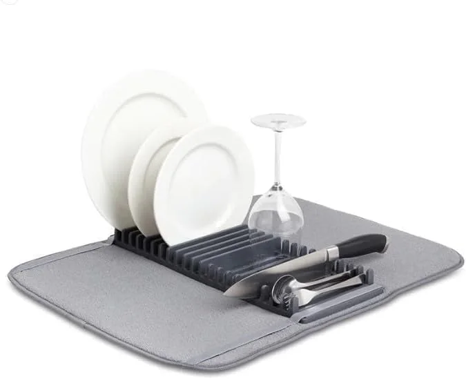 سجادة تجفيف الأطباق السريعة مع رف مدمج – DryMat Pro