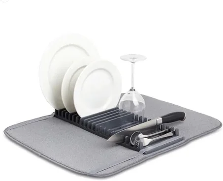 سجادة تجفيف الأطباق السريعة مع رف مدمج – DryMat Pro