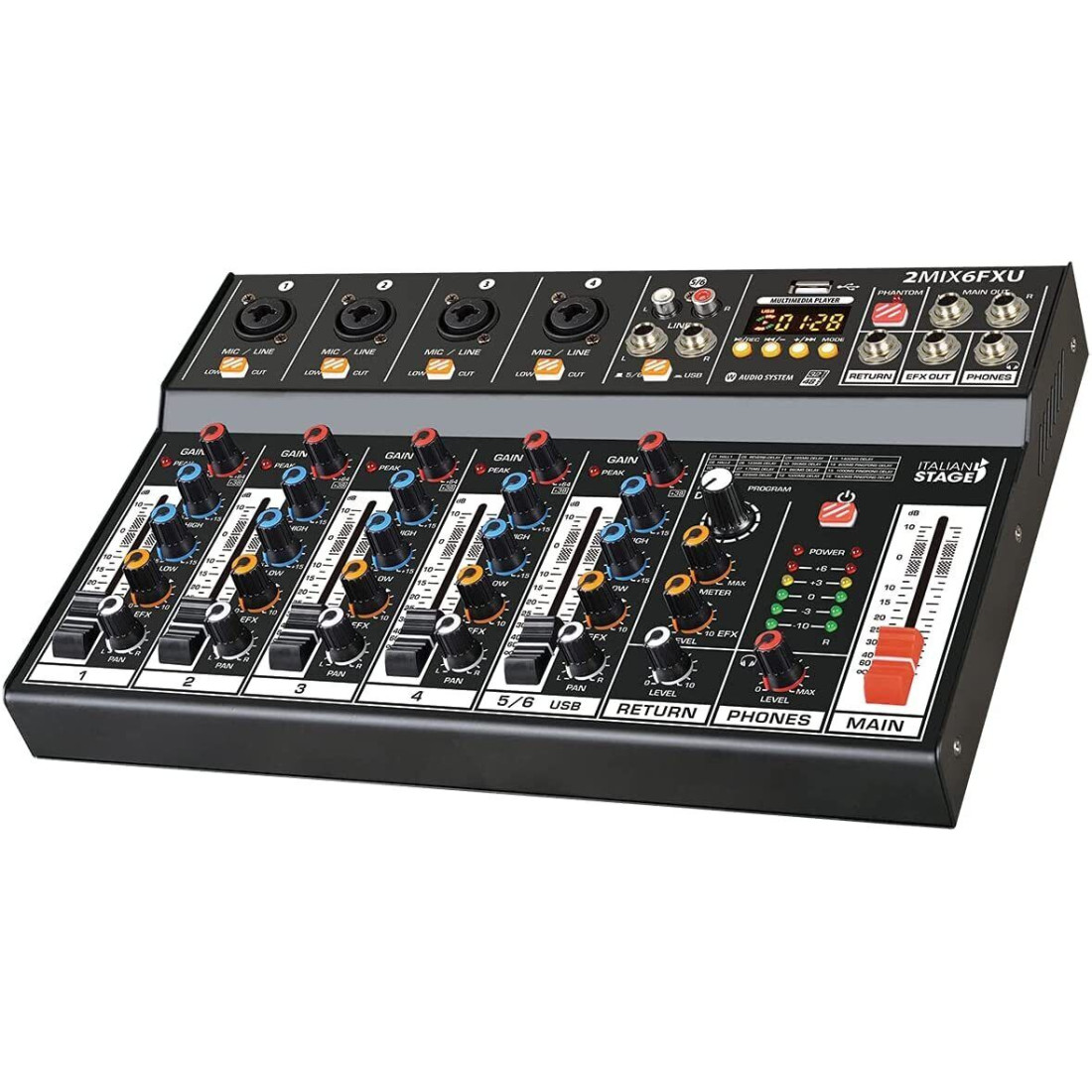 ITALIAN STAGE IS 2MIX6FXU Mixer Audio Compatto 8 Canali Usb Bluetooth Effetti
