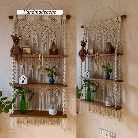 " رف حائط بوهيمي عصري لمسة فنية فريدة تجمع بين الأناقة والفخامة  والتصاميم المريحة، واللمسات اليدوية لإضافة سحر الأناقة ودفء والفخامة لمنزلك"