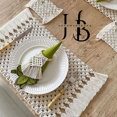 Ensemble de linge de table à manger au design bohème 🌿🧶– Pour rendre chaque repas 🍽️ plus élégant, luxueux dans une atmosphère chaleureuse  et charmante ✨💕.