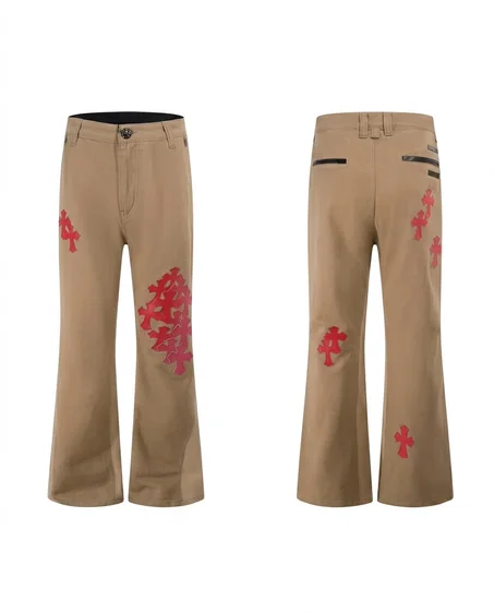 PANTALONS CHROME HEART EN SERGÉ BEIGE