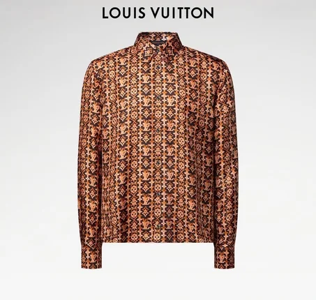 la Chemise manches longues imprimée Monogram en soie