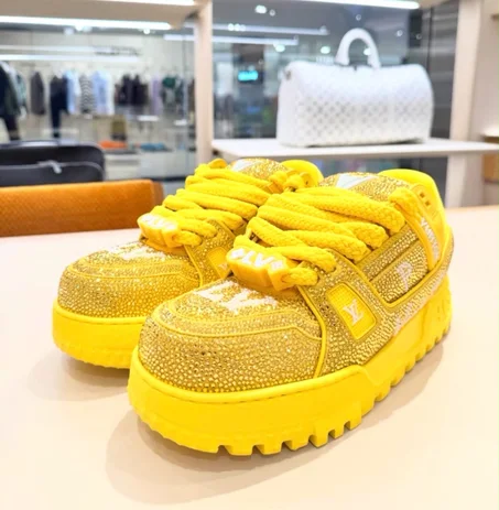 Baskets Sneakers Jaunes à Strass – Édition Limitée