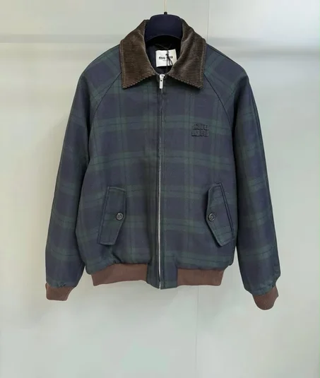 blouson en sergé de laine à carreaux