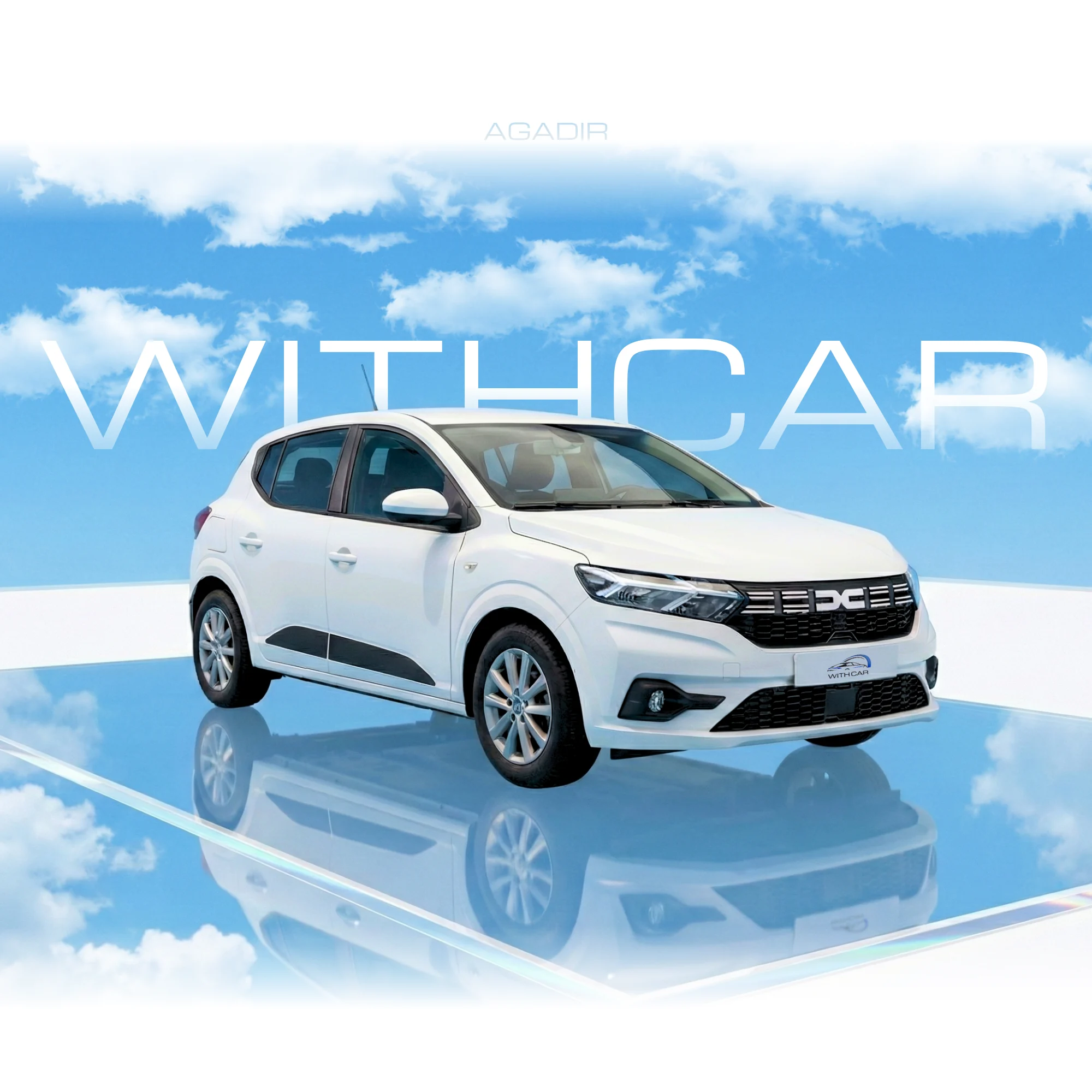 location voiture agadir - dacia sandero blanc glacier - WithCar Agadir