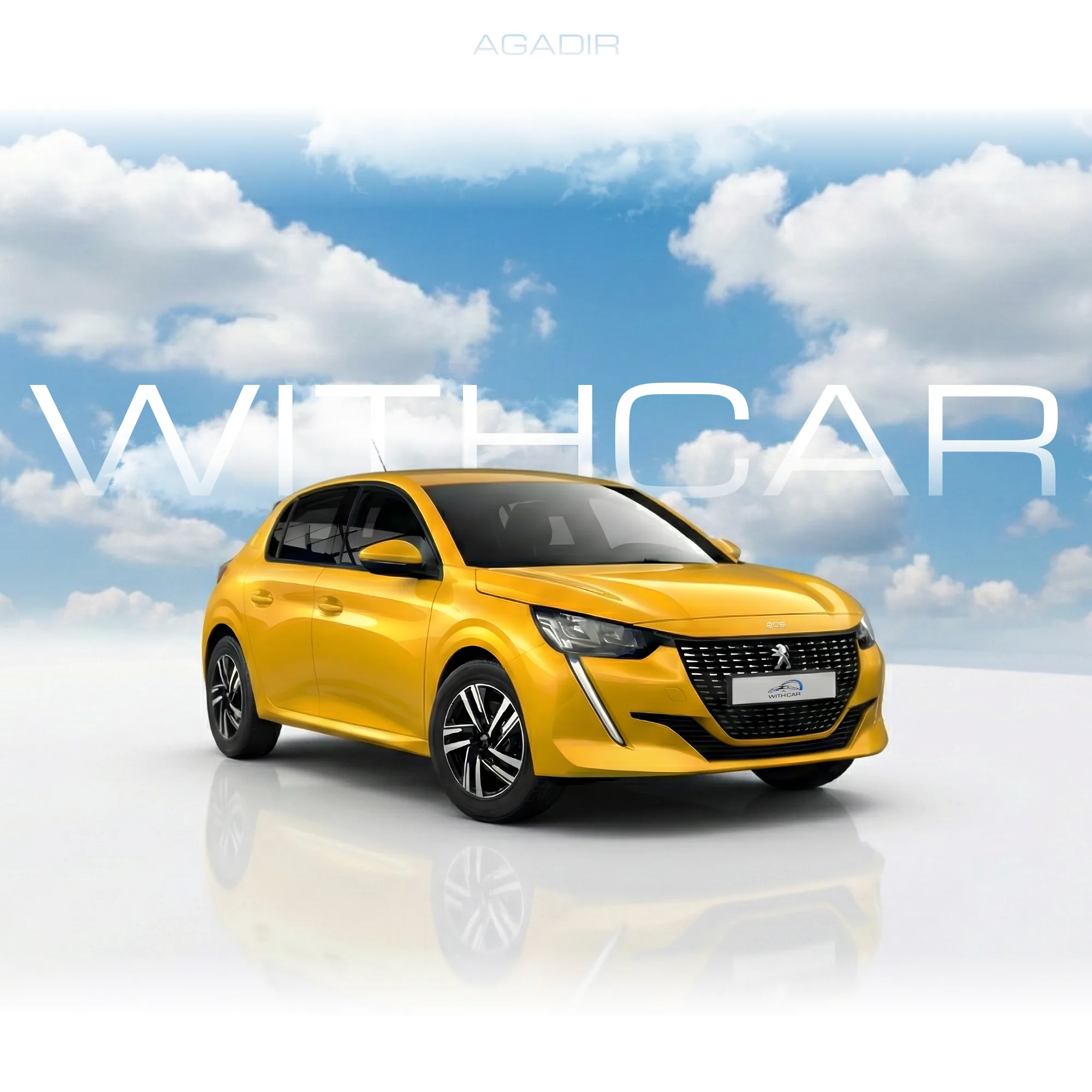 location voiture agadir - location peugeot 208 jaune Agadir - WithCar 