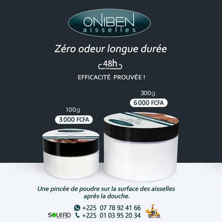 ONIBEN AISSELLES ZÉRO ODEUR 48H - Fraîcheur Longue durée / Petite Boite 100g