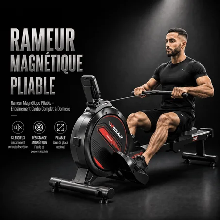 Rameur Magnétique Pliable – Entraînement Cardio Complet à Domicile