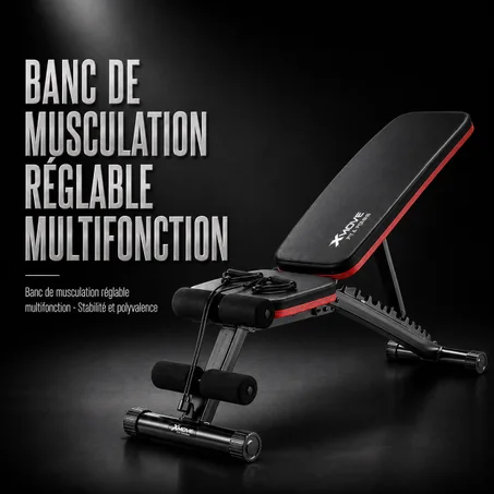 Banc de musculation réglable multifonction - Stabilité et polyvalence