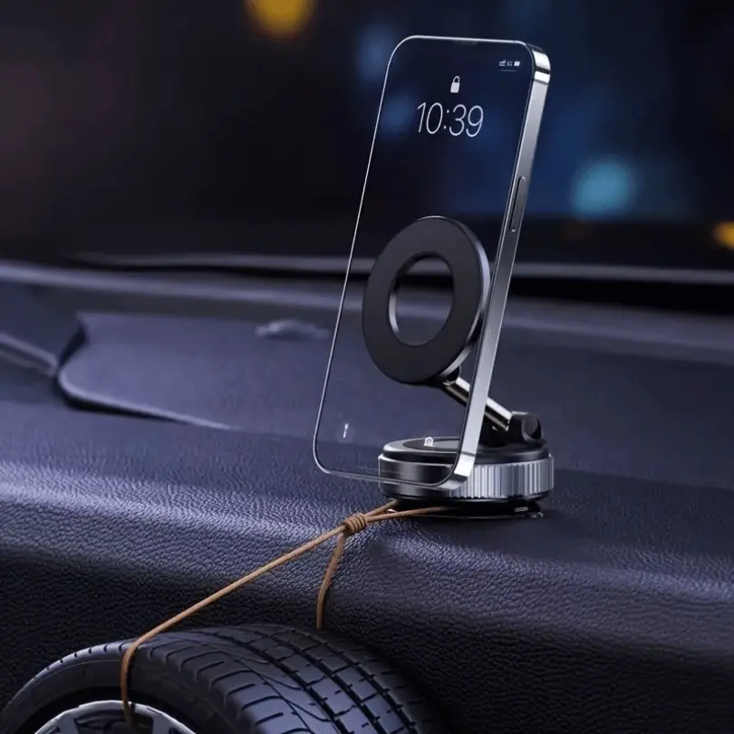 حامل الهاتف المغناطيسي للسيارة والمكتب | قاعدة شفط فائقة الثبات، قابل للطي والدوران 360 درجة