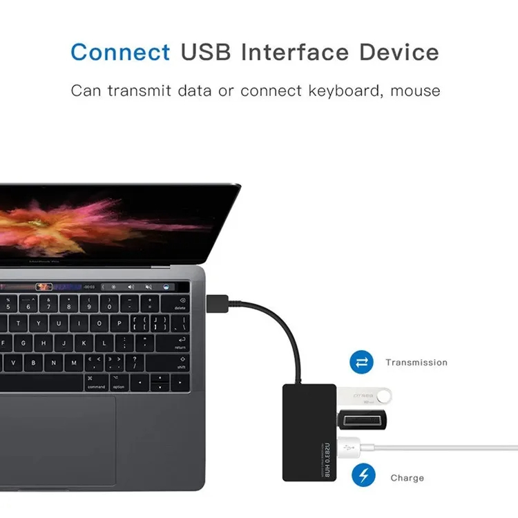 موزع USB متعدد المنافذ 3.0 مع 4 منافذ للكمبيوتر المحمول والكمبيوتر الشخصي