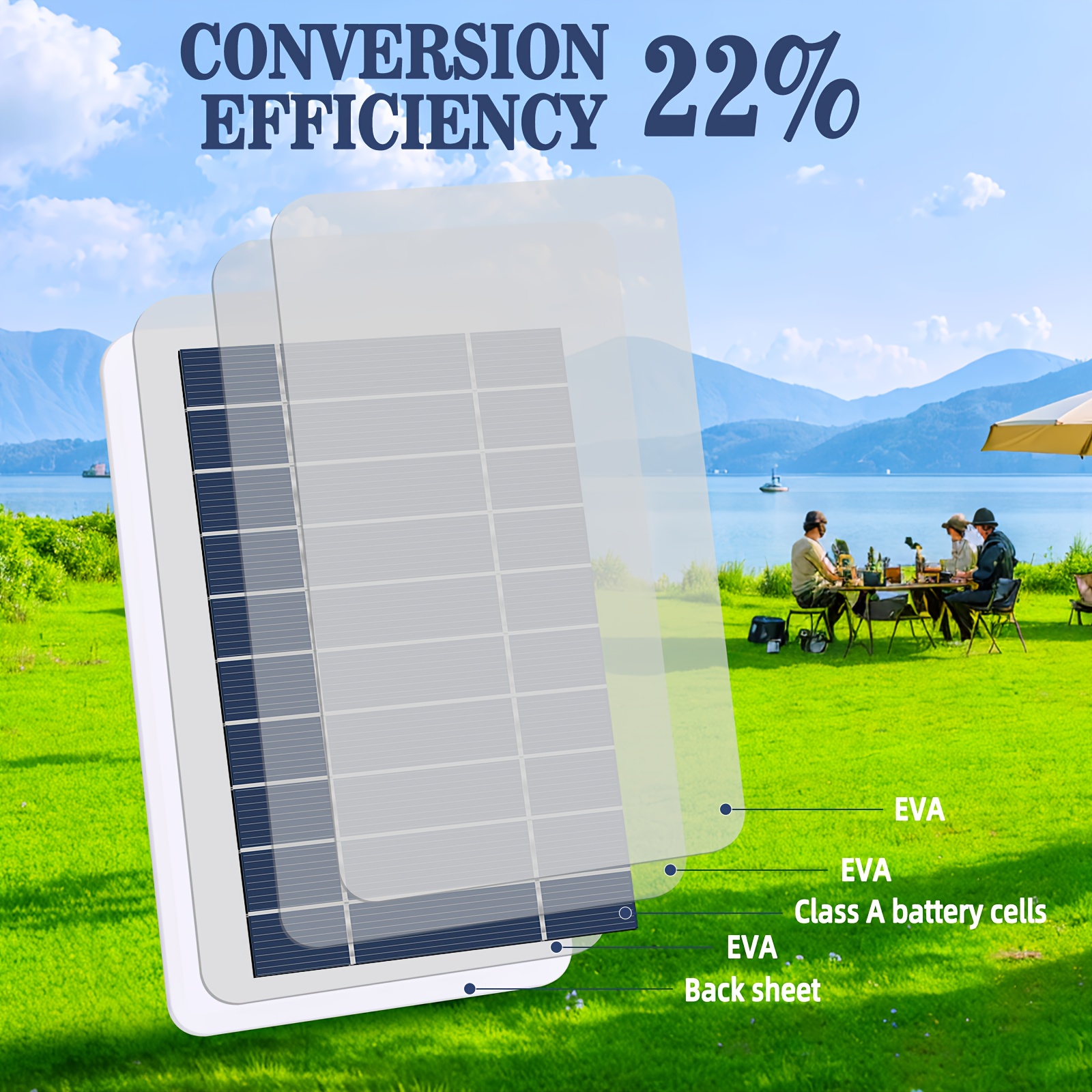 شاحن طاقة شمسية محمول USB ‎5V/2W للتخييم والرحلات