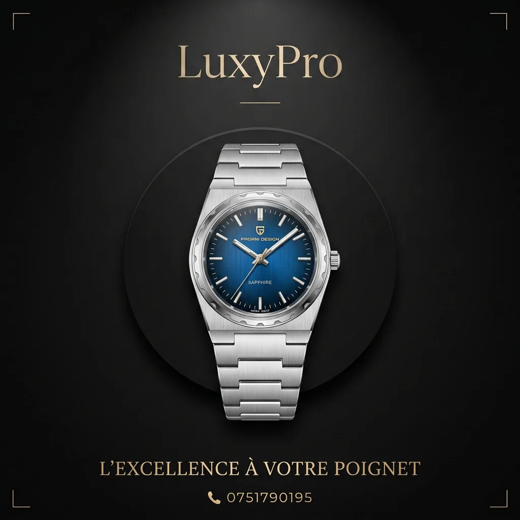 Pagani Design 7MM Ultra Mince Minimaliste Hommes Montres à Quartz, Verre de Saphir en Acier Inoxydable Montre-Bracelet, 100M étanche Lumineux Japon Mouvement