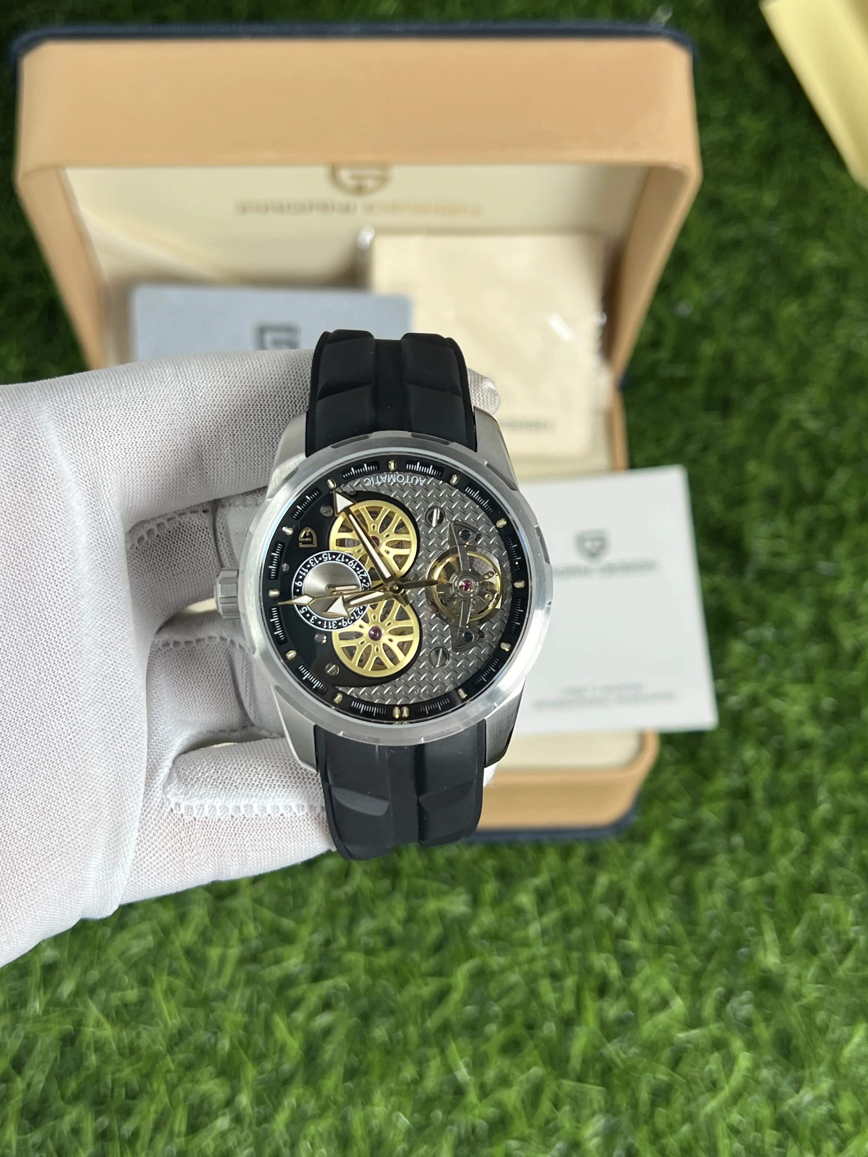 Montre automatique homme Pagani Design PD-YS022 style tourbillon, verre saphir synthétique, lumineuse, élégante casual & business