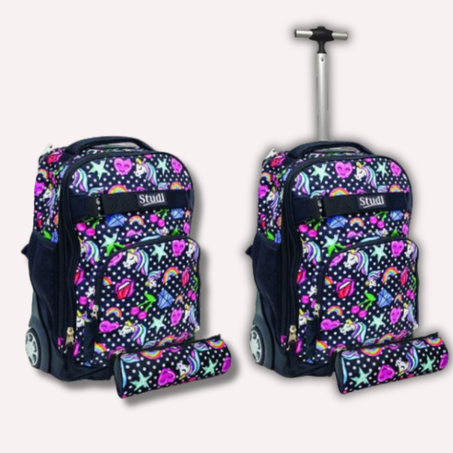Sac a dos STUDI - Cartable scolaire a roulettes avec trousse