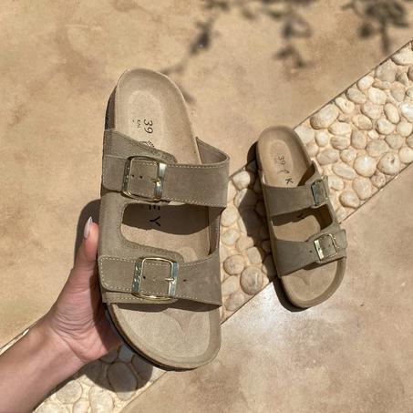 sandales plates Kaley-Vert Militaire
