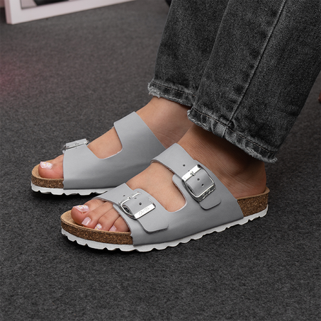 sandales plates Kaley Gris