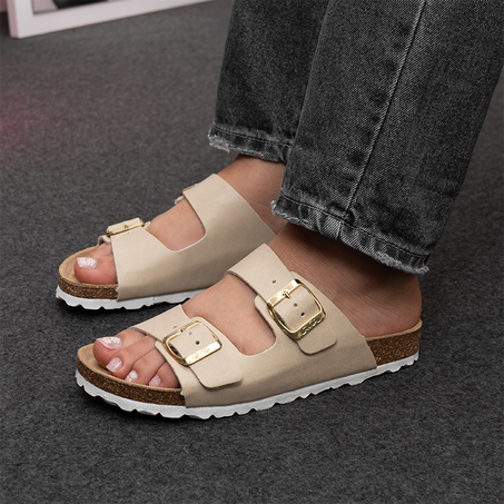 sandales plates Kaley Beige sable